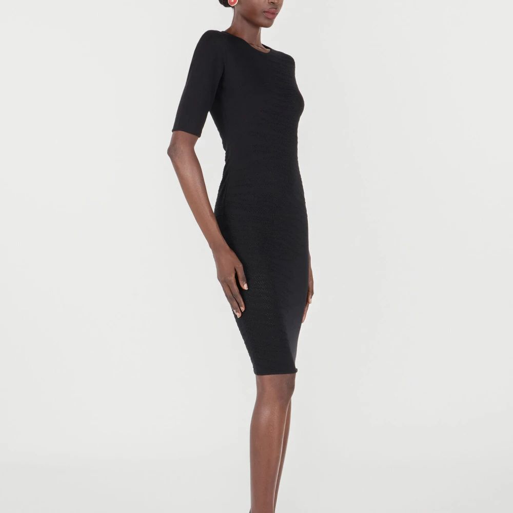Roberto Cavalli Witte Tigress Wol Midi Jurk Black Dames