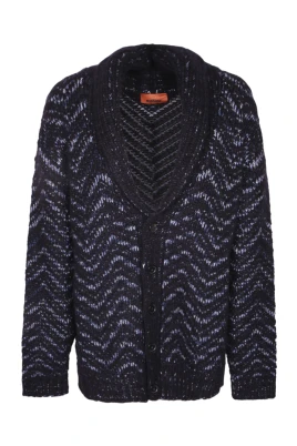 Cardigan med knappar och chevronmönster