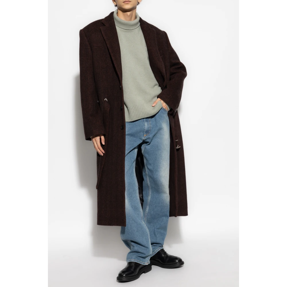 Ami Paris Wollen Turtleneck met Logo Green Heren