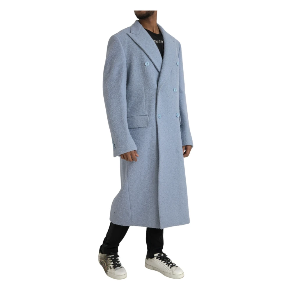 Dolce & Gabbana Blauwe Dubbelrijige Trenchcoat Jas Blue Heren