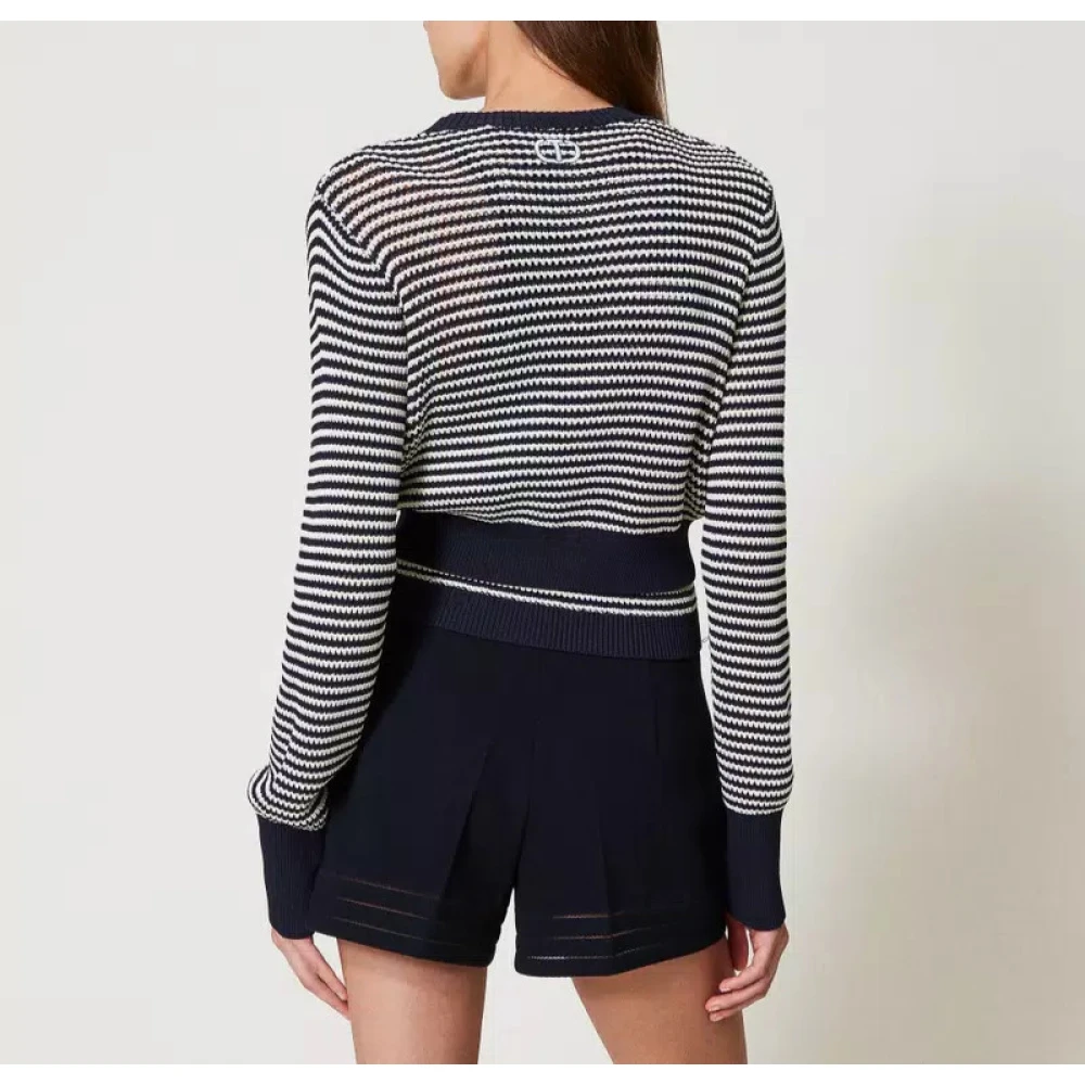 Twinset Gestreepte Vest en Top Set Blue Dames