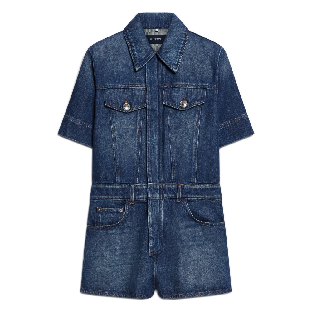 SPORTMAX Blauwe Knoopjurk Italië Katoen Blue Dames