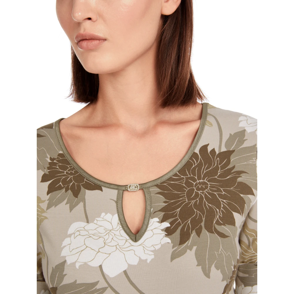 Marc Cain Bloemen Rib T-shirt Multicolor Dames