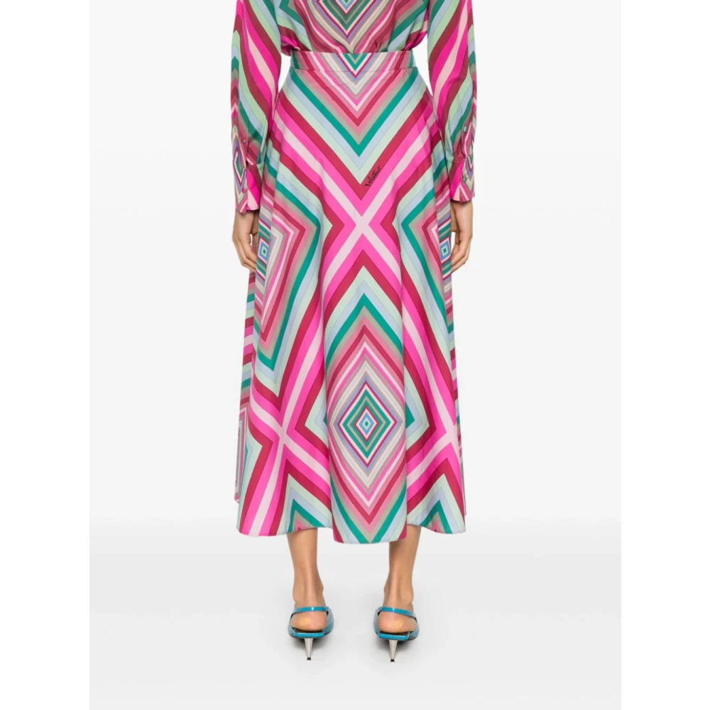 Valentino Garavani Geometrische Print Roze Rok Italië Multicolor Dames