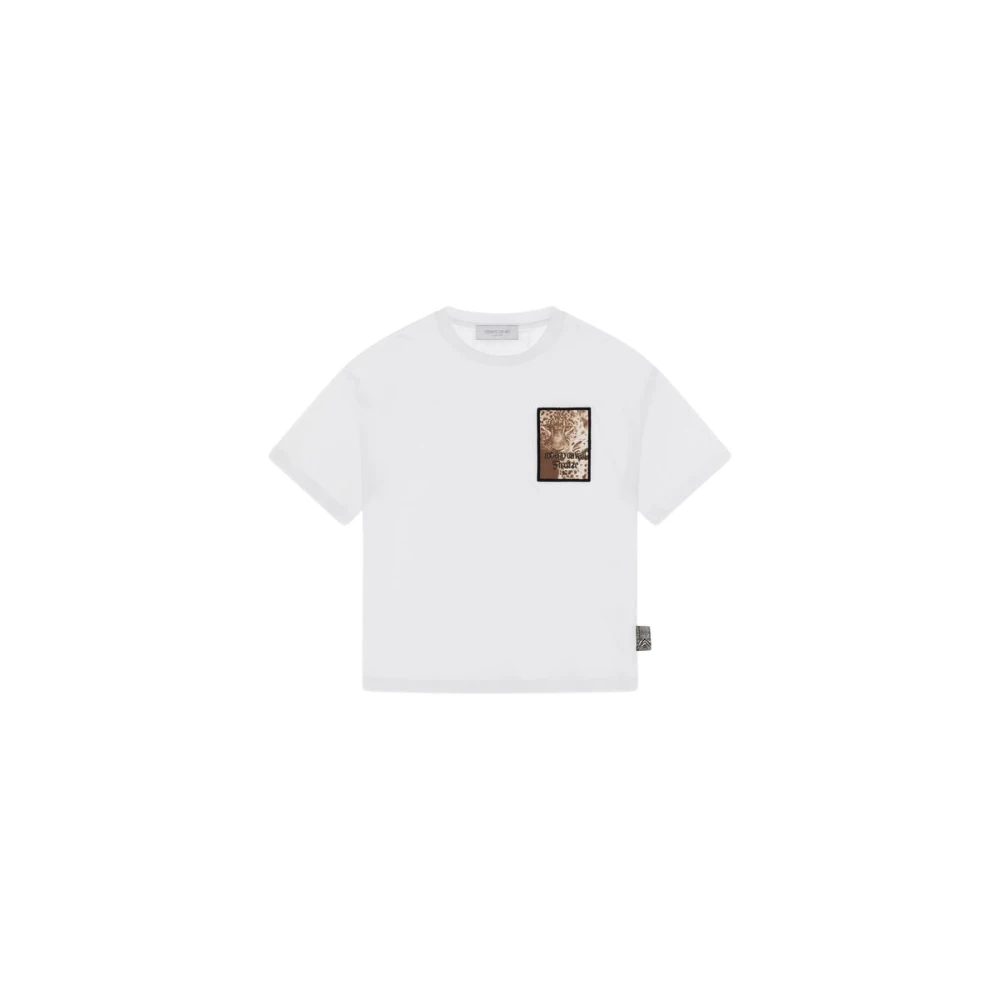 Roberto Cavalli White Kids Short Sleeve T-Shirts, Male, 10 Y, Zebra Print Logo T-Shirt Short Sleeve