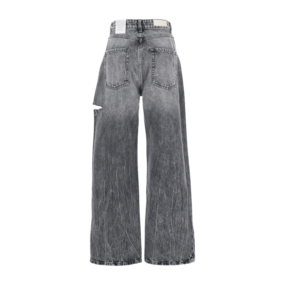 Icon Denim Grijze Wide Leg Jeans Medium Rise Gray Dames
