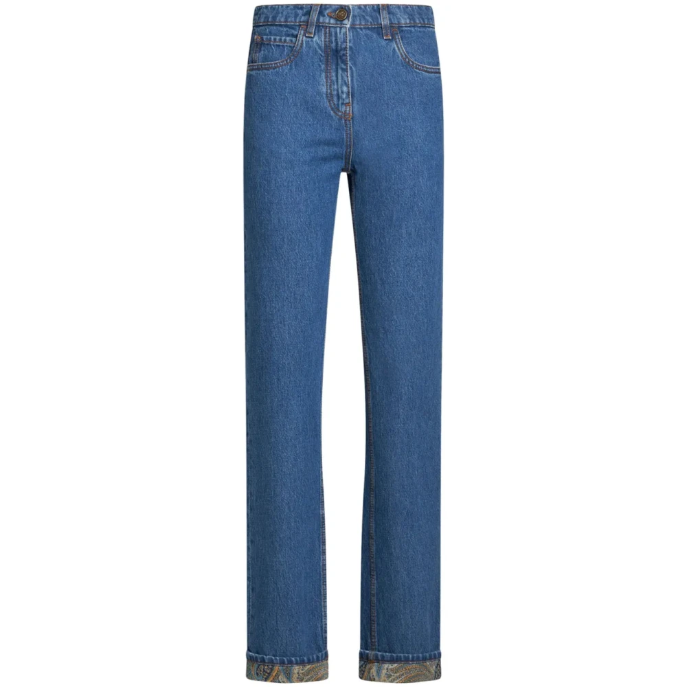 Etro Women's Blue Straight Fit Jeans, W28, Denim Straight Jeans For
