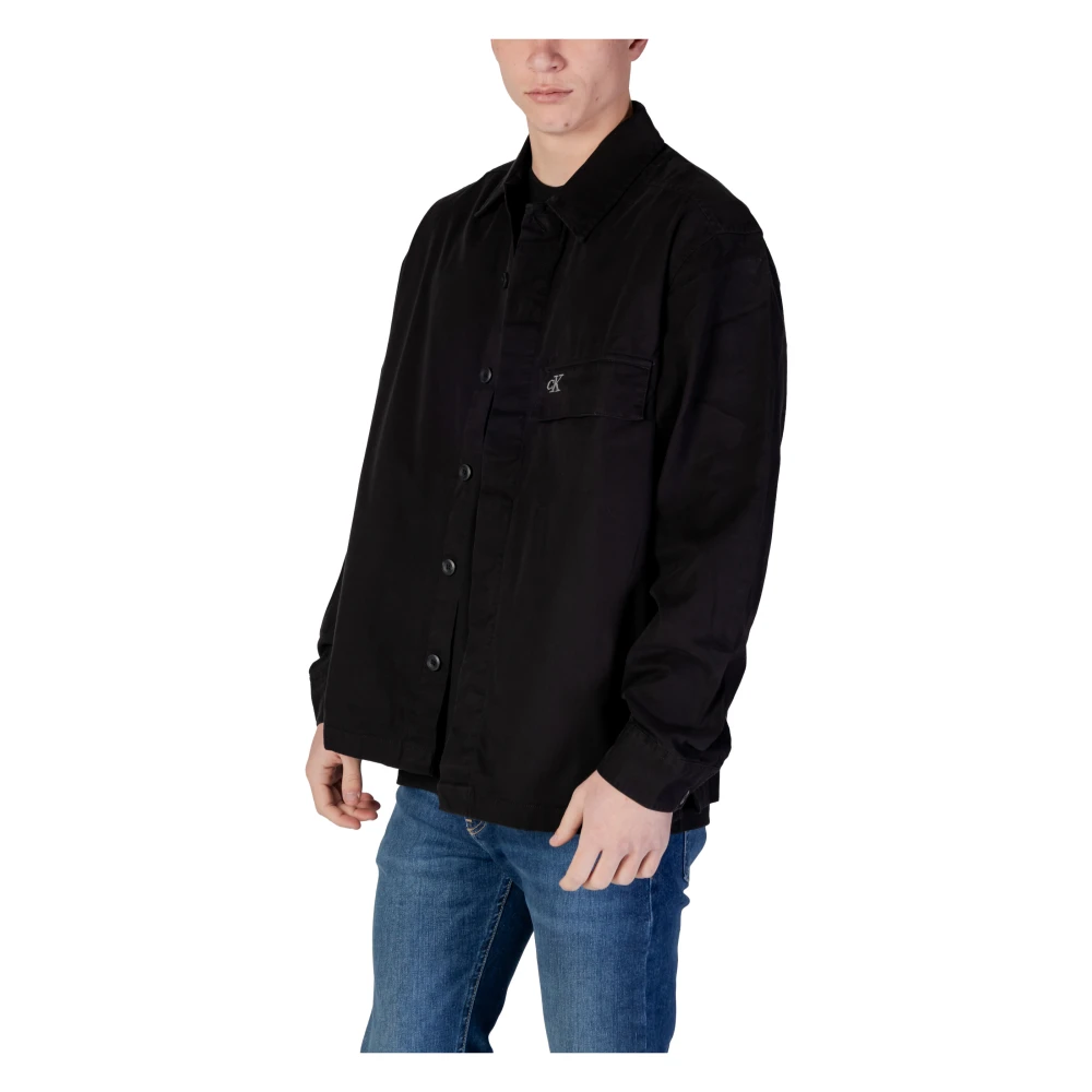 Calvin Klein Jeans Geregenereerd Katoenen Overhemd met Lange Mouwen Black Heren