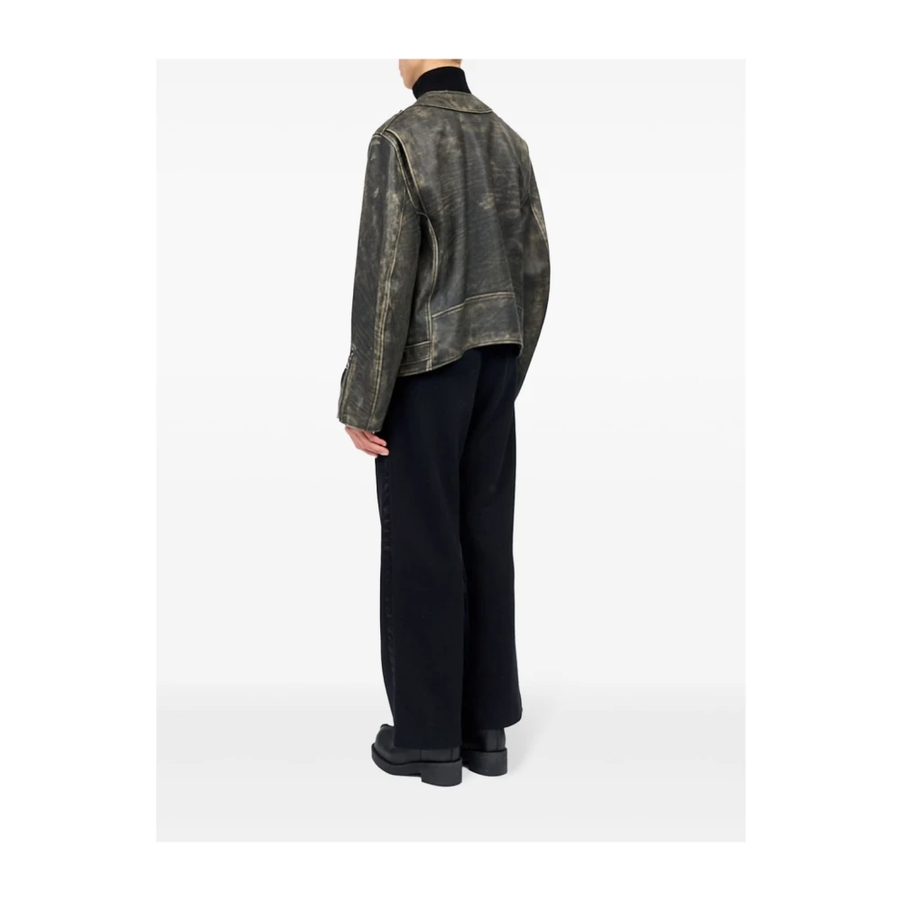 MM6 Maison Margiela Heavy Leather Biker Jacket Brown Dames