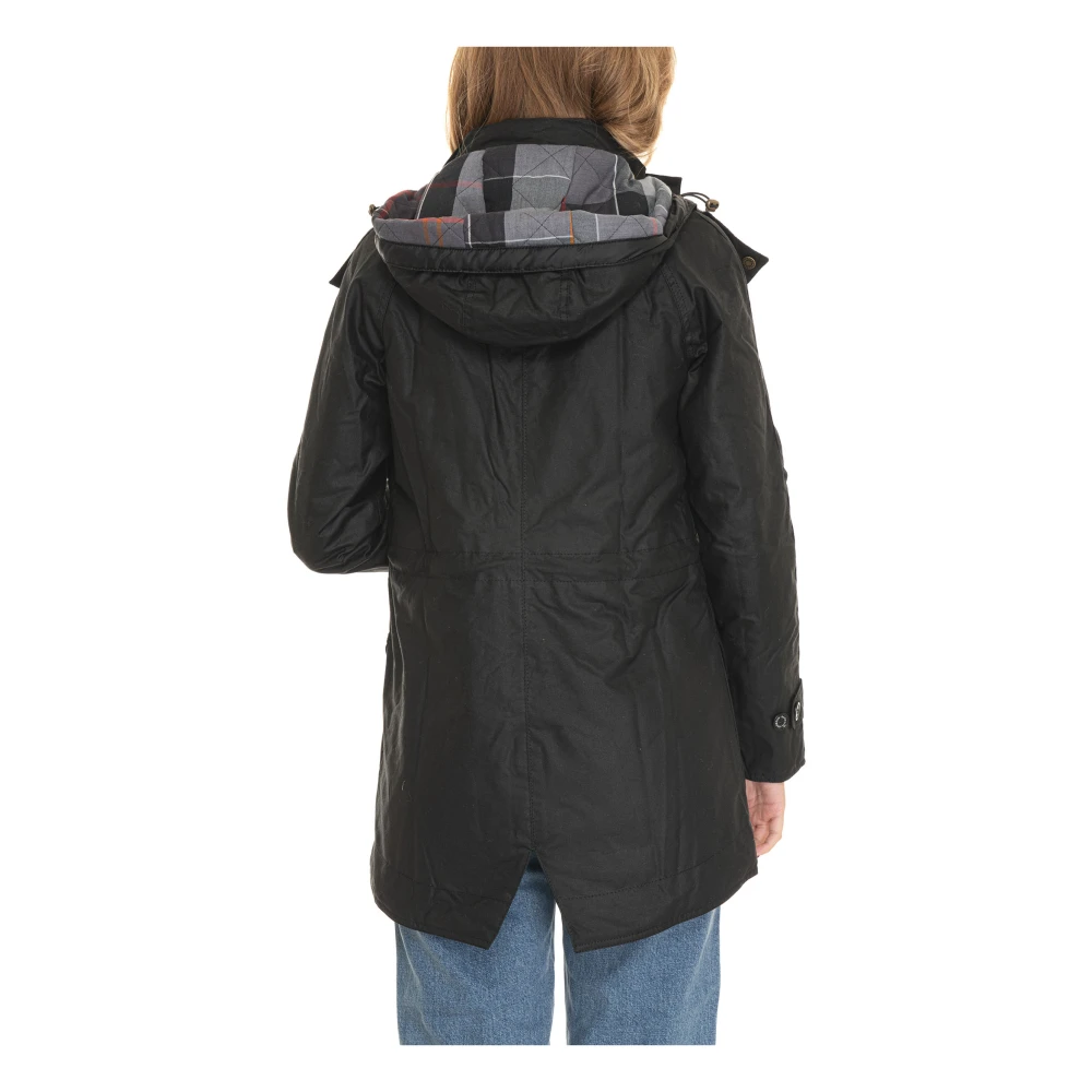 Barbour Gewaxte Harrington Jas met Bib Design Black Dames