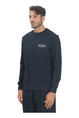 Blå Crew Neck Tröja Klassisk Stil