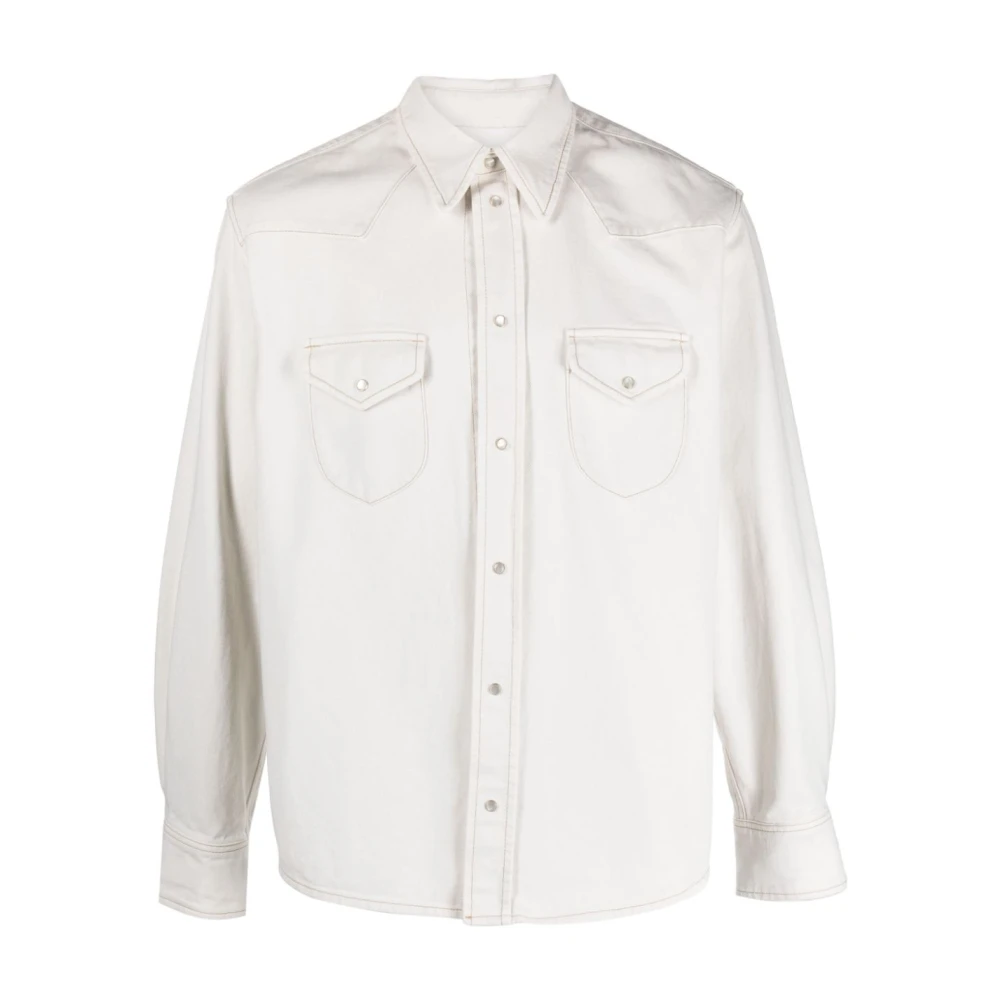 Bally Witte Denim Overhemd met Contraststiksels en Parelknoopjes White Heren