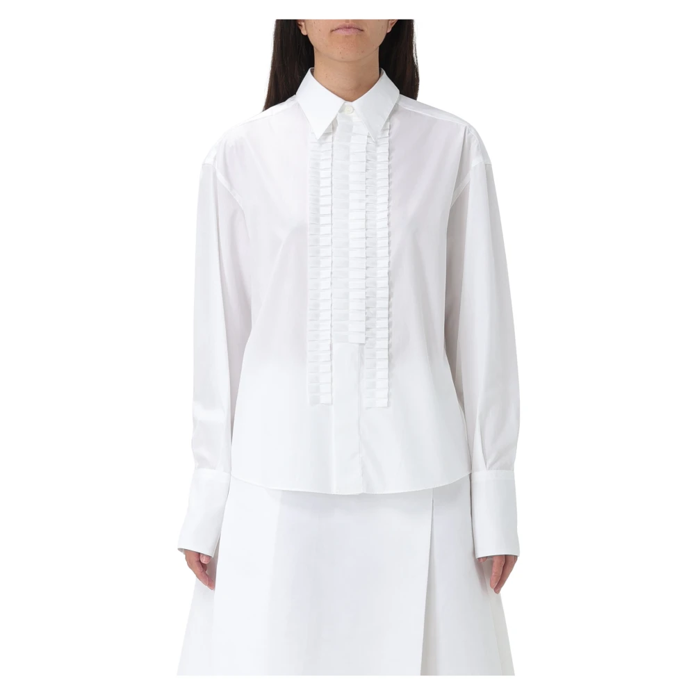 Marni Witte Katoenen Overhemd met Rouches White Dames