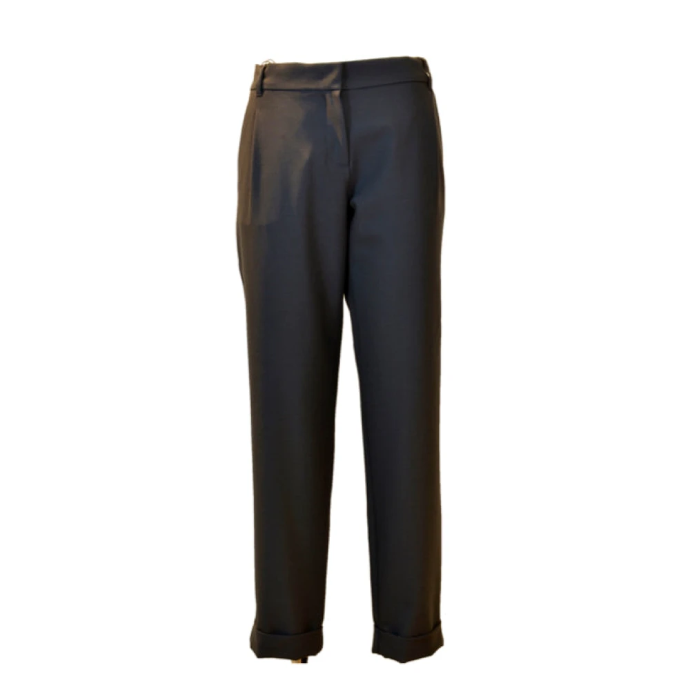 Max Mara Hoge taille wollen rechte broek Blue Dames