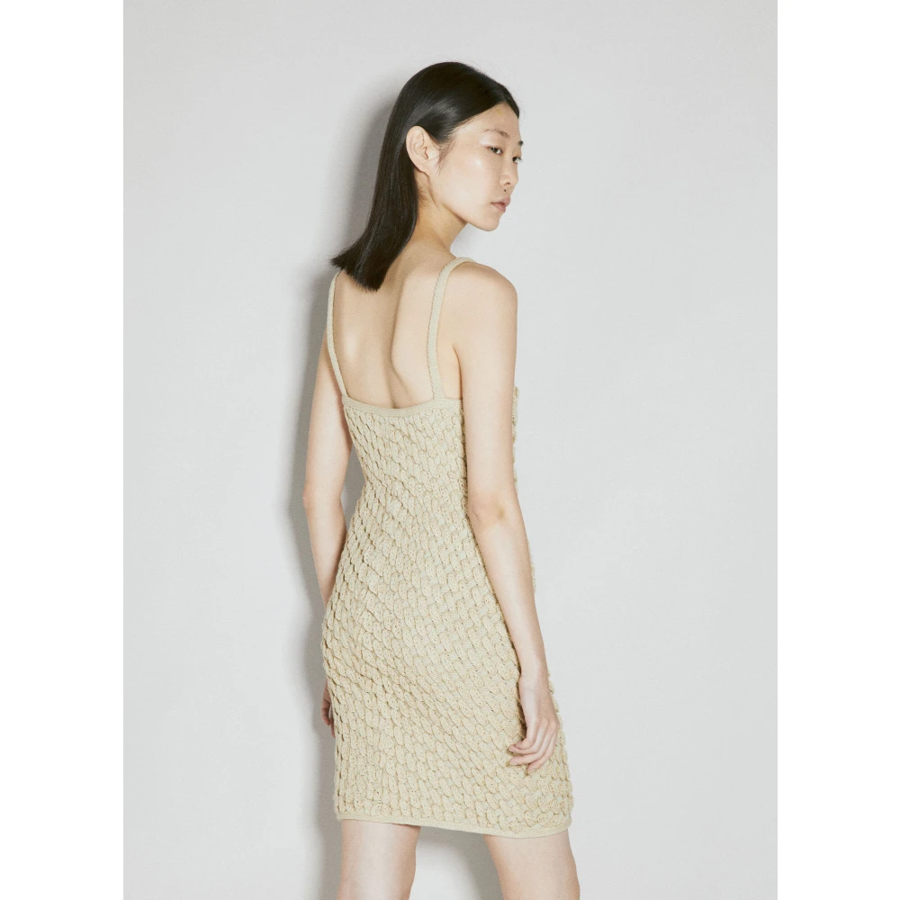 Isa Boulder Chunky Gebreide Mouwloze Mini Jurk Beige Dames