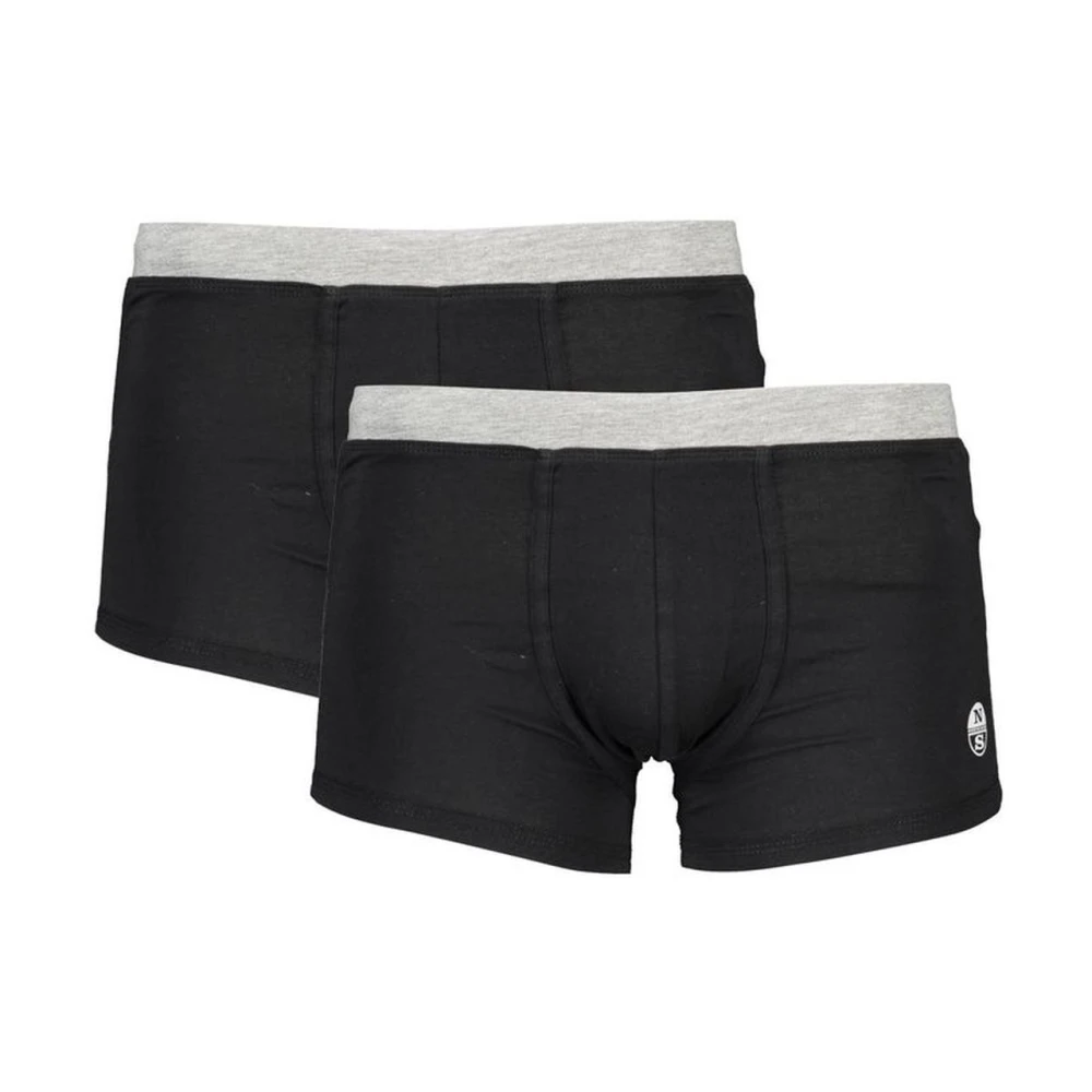 North Sails Katoenen Boxershorts 2-Pack Contrasterende Tailleband Black Heren