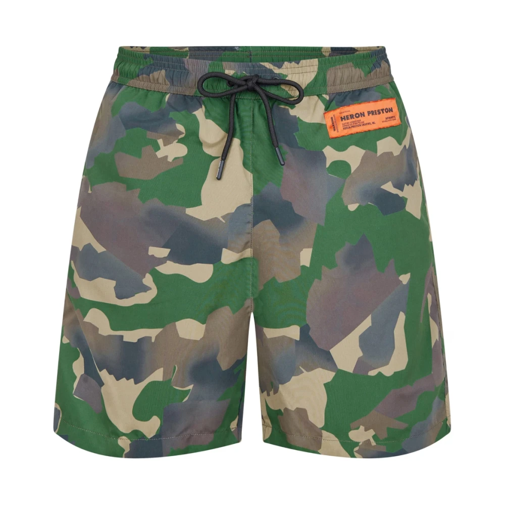 Heron Preston Camouflage Logo Zwemshorts Militair Groen Green Heren