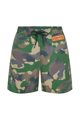 Camouflage Logo Patch Swim Shorts