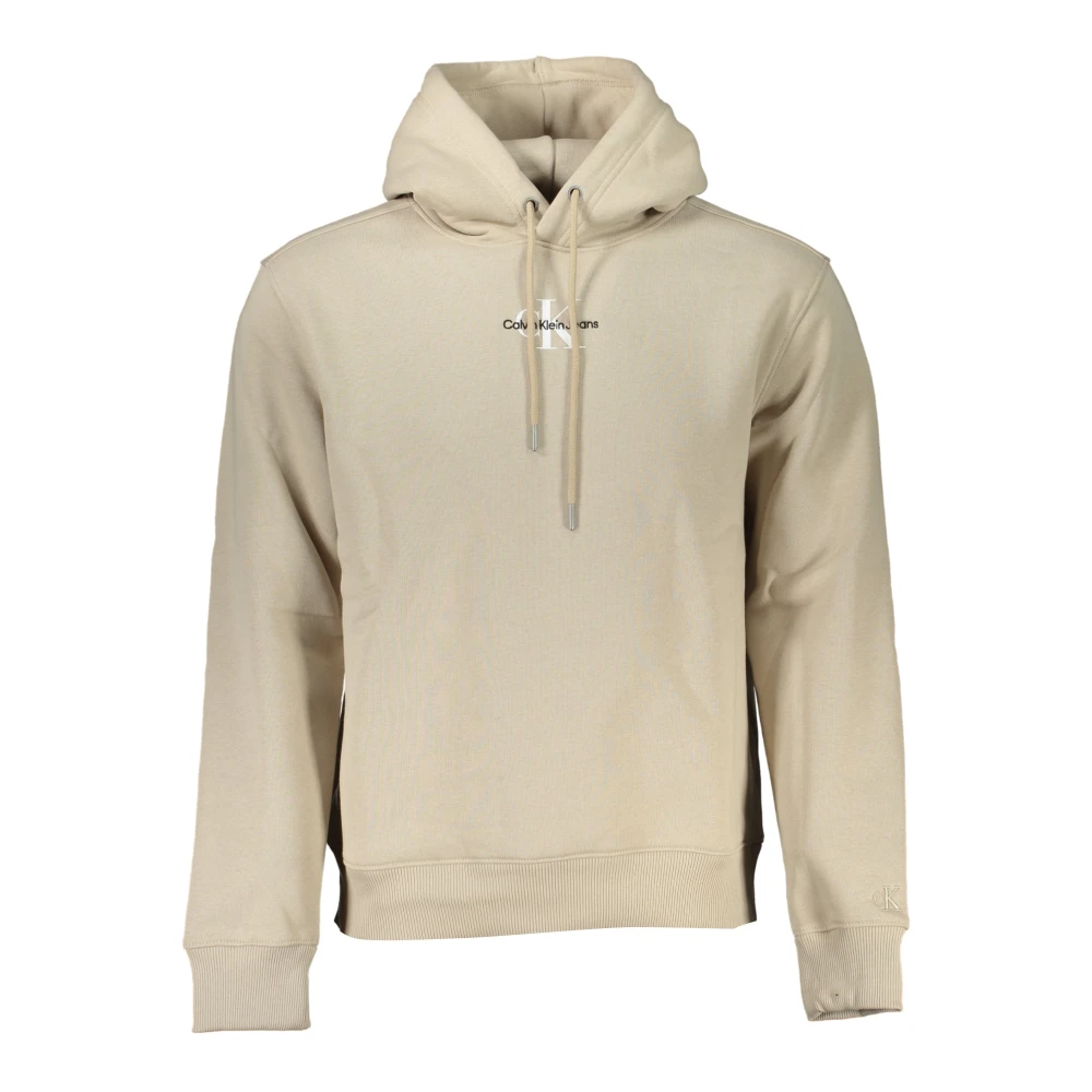 Calvin Klein Beige hoodie med brodyr och tryck Beige, Herr