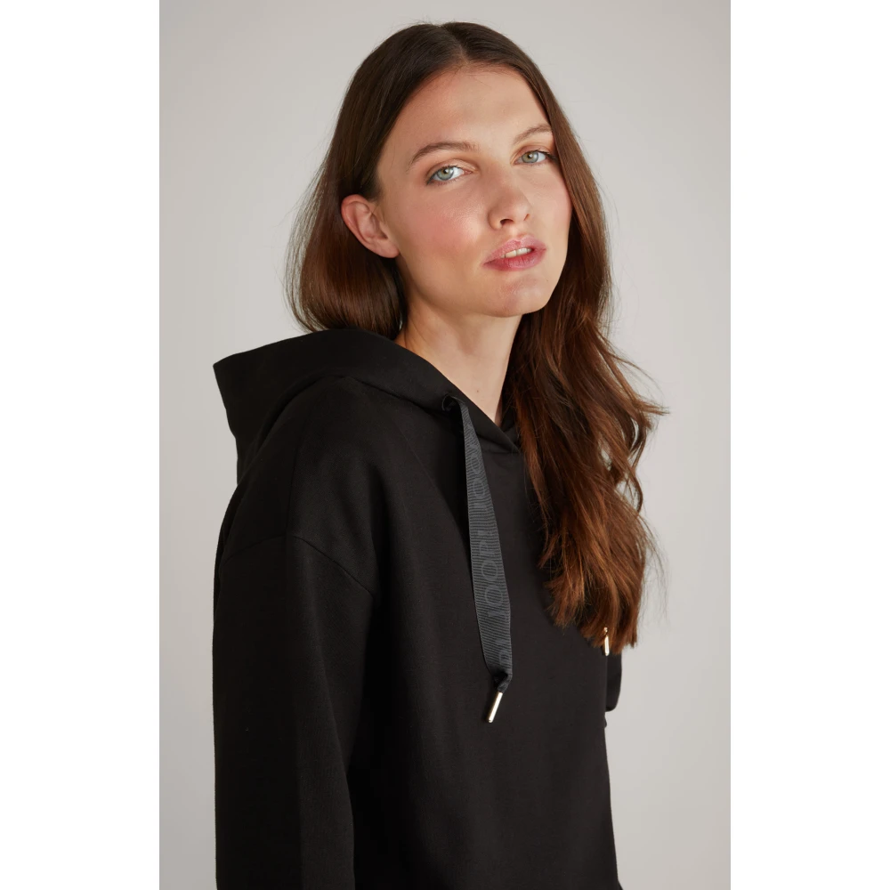 Joop! Zwarte sportieve stijl hoodie met logodetails Black Dames