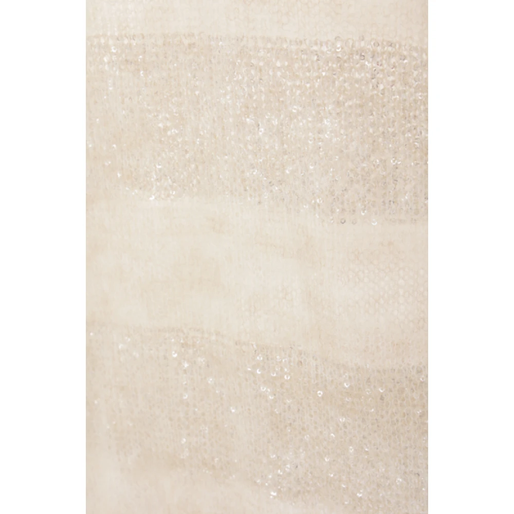 BRUNELLO CUCINELLI Paillet Gestreepte Trui Beige Dames