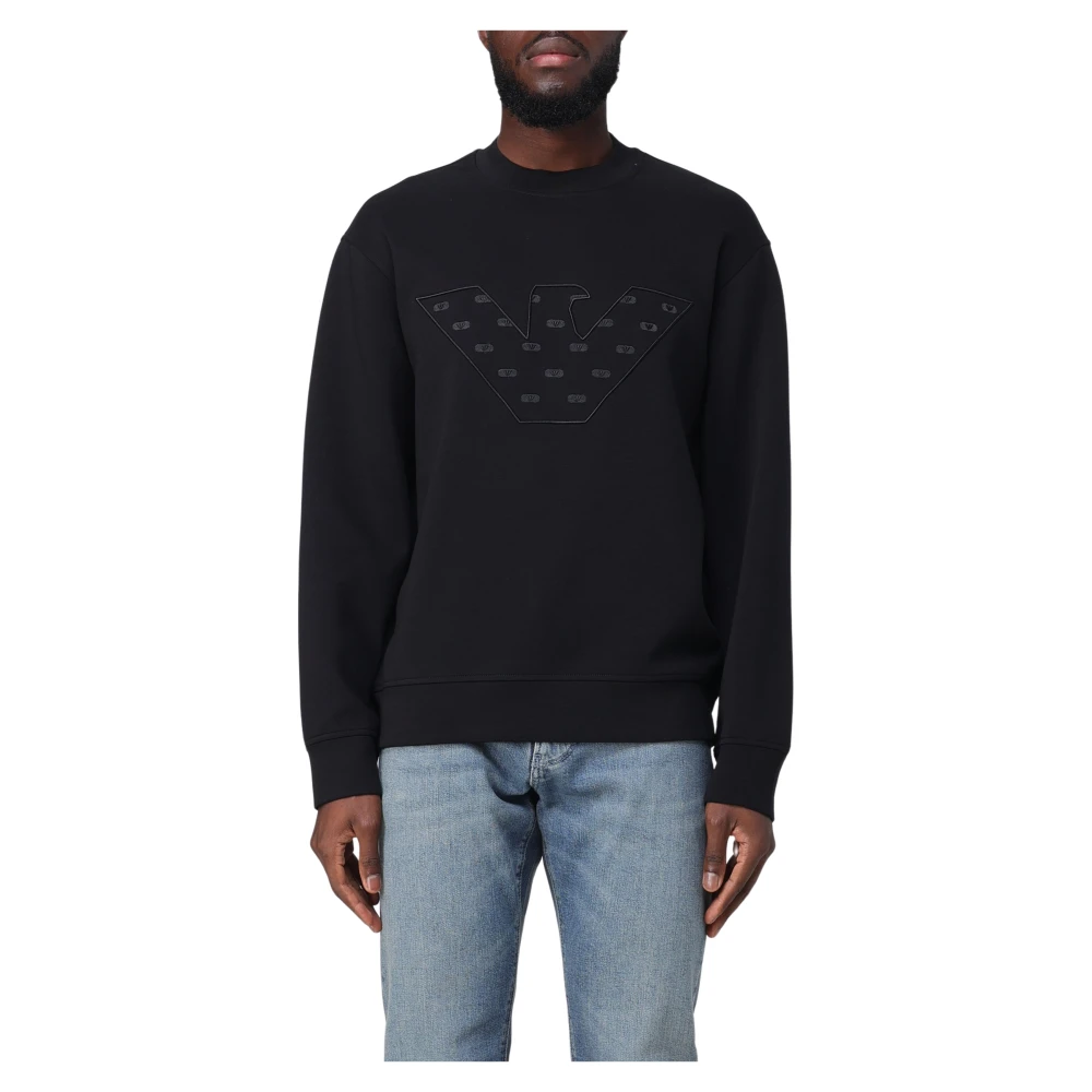 Giorgio Armani Stijlvolle Fleece Sweater Black Heren