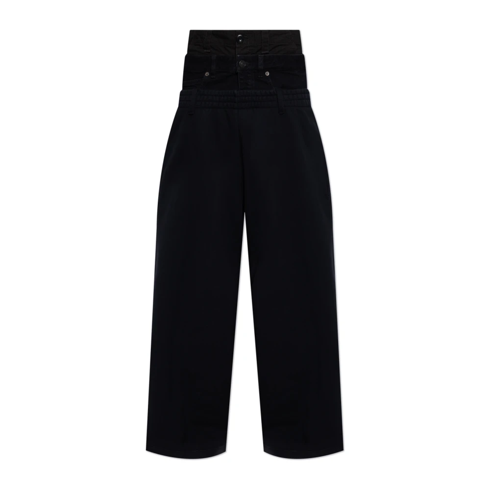 Balenciaga Sweatpants met denim tailleband Black Heren