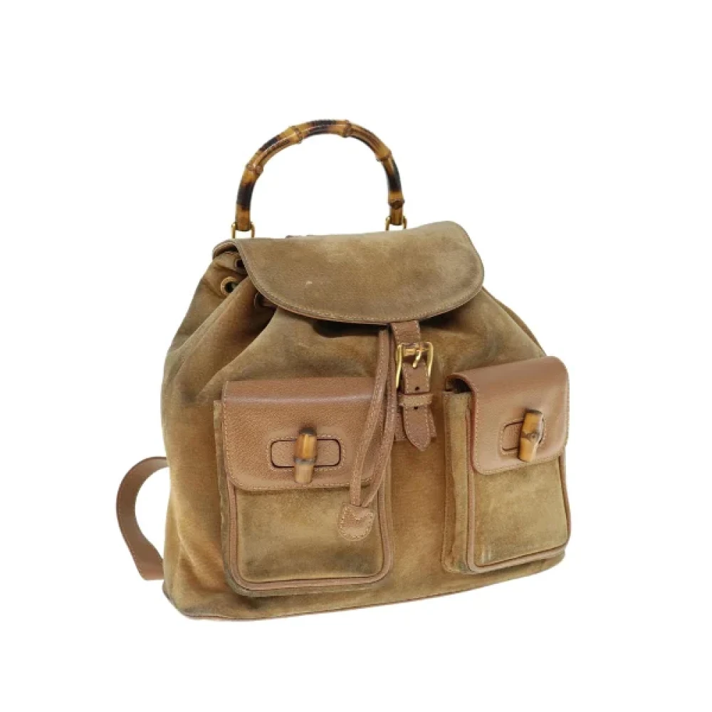 Gucci Vintage Pre-owned Suede backpacks Brown Dames