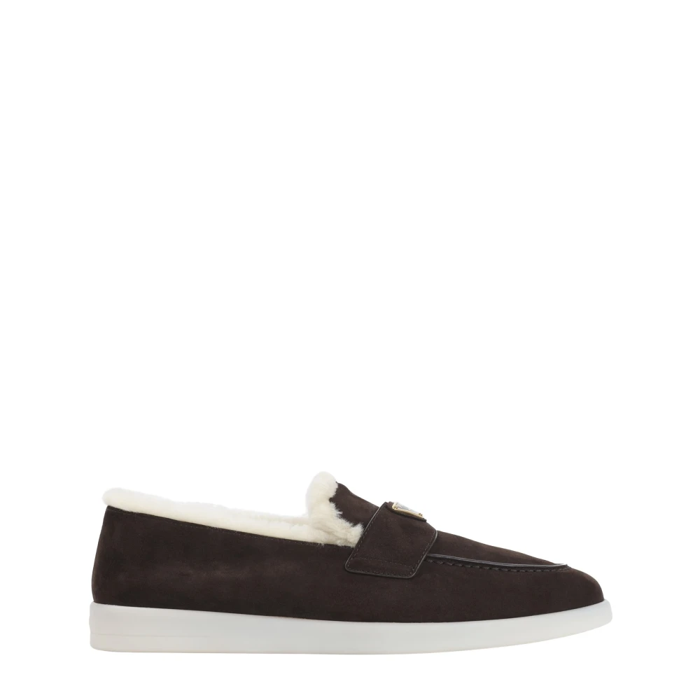 Prada Bruine Suède Loafers met Pennyband