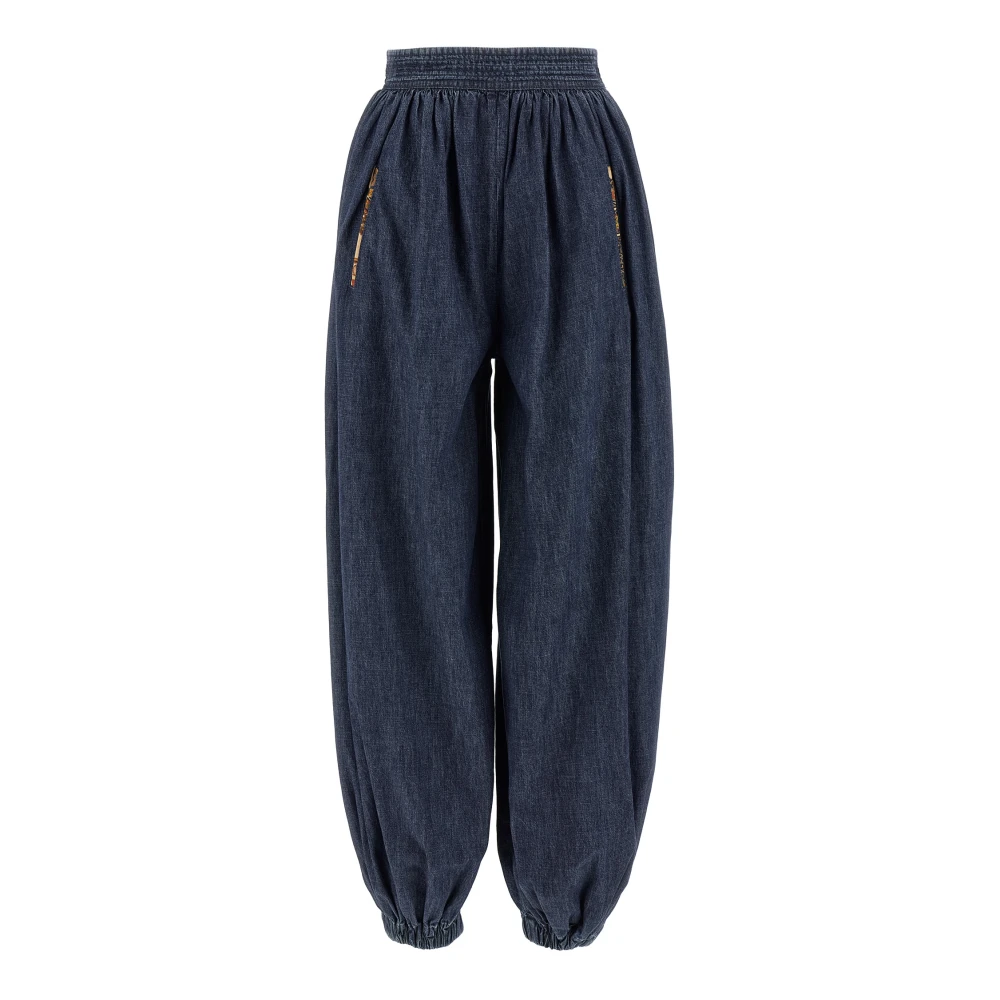 Valentino Garavani Women's Blue Denim Chambray Trousers - Loose Fit Jeans - 2XS - Jeans