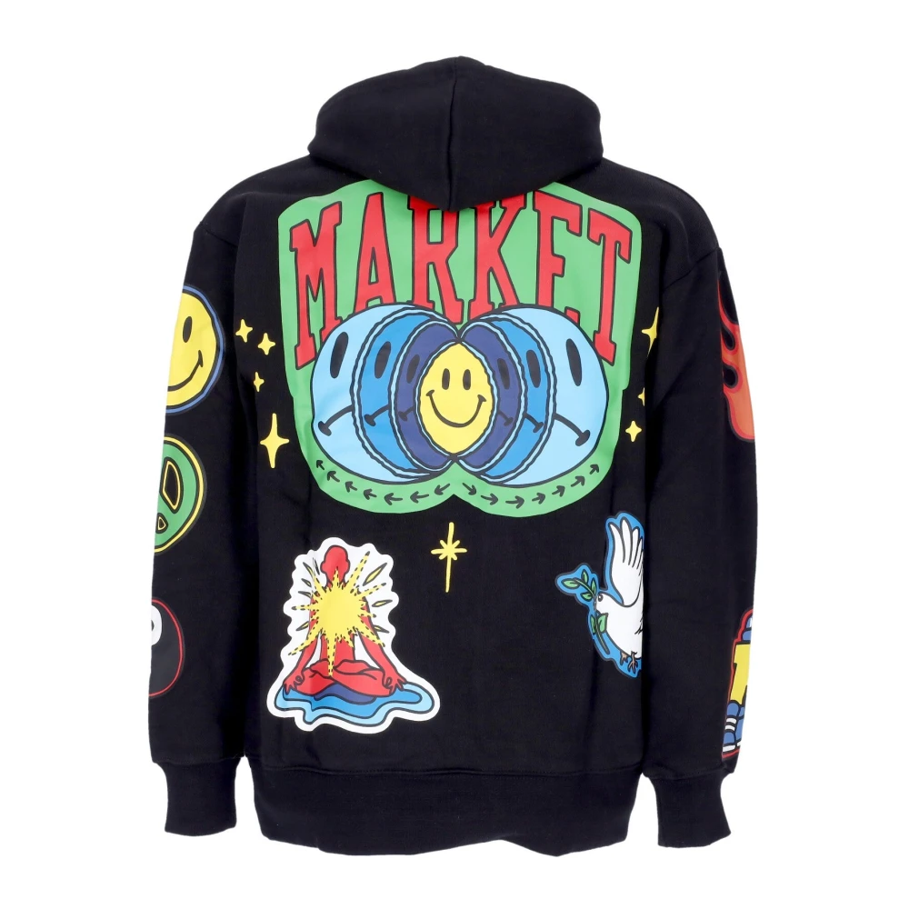 Market Hoodie met all-over logoprint Black Heren