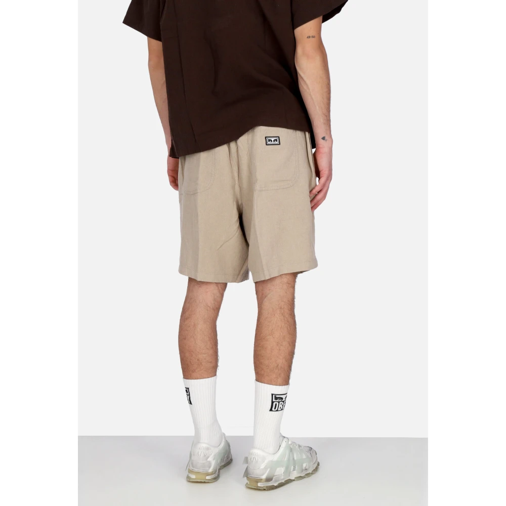Obey Linnen Korte Broek Haver Beige Heren