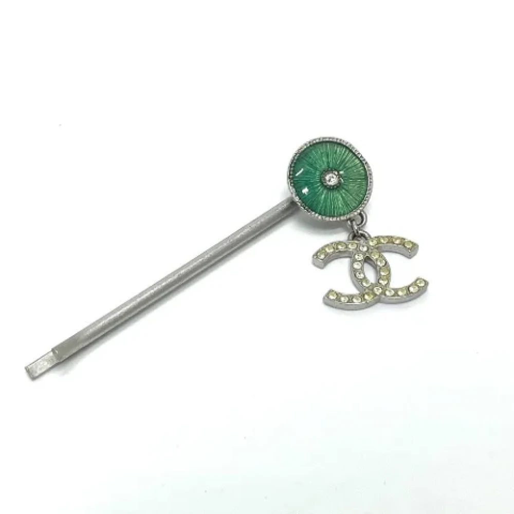 Chanel Vintage Pre-owned Metal hair-accessories Gray Dames