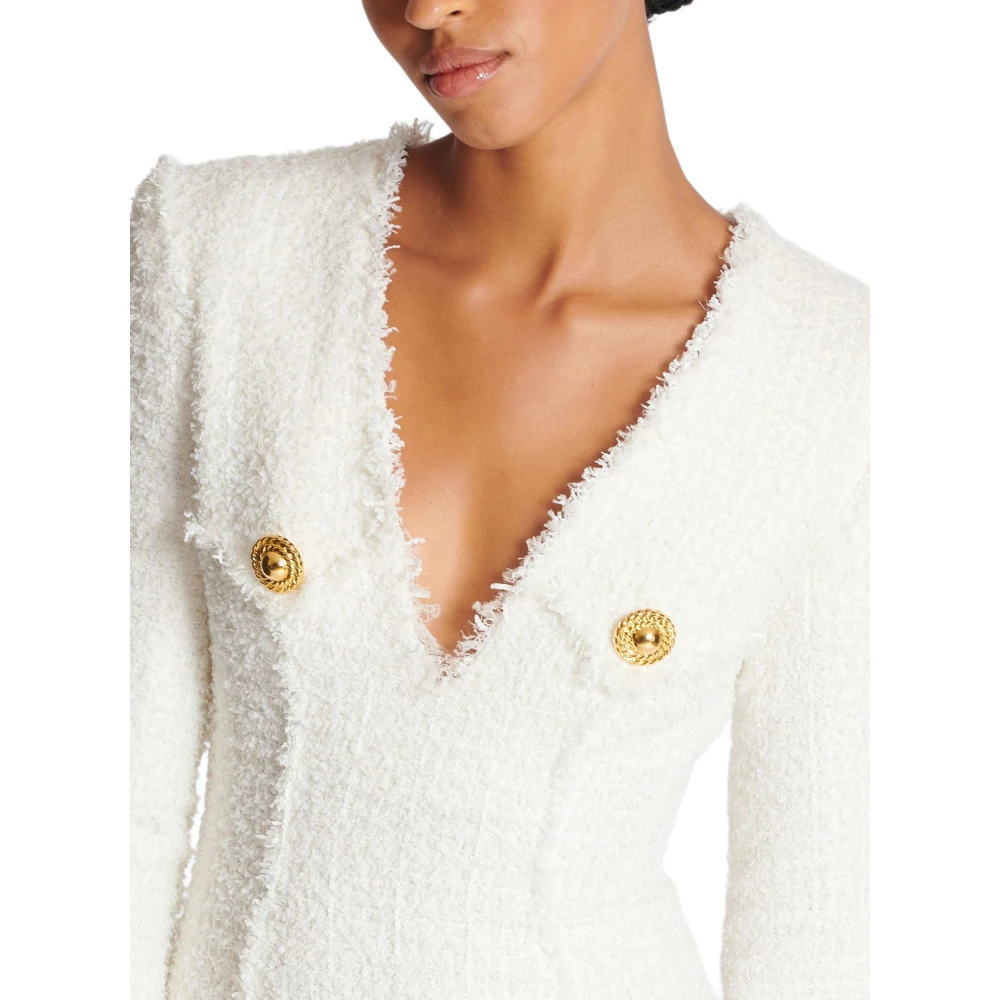 Balmain Tweed Korte Jurk White Dames