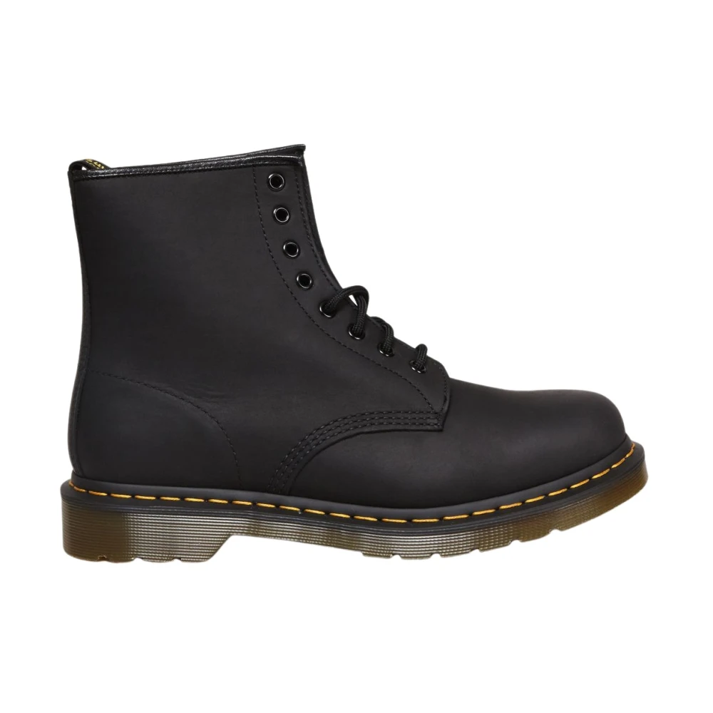Dr. Martens Men's Black Lace-Up Boots, 5 Uk, 1460 Greasy Boots