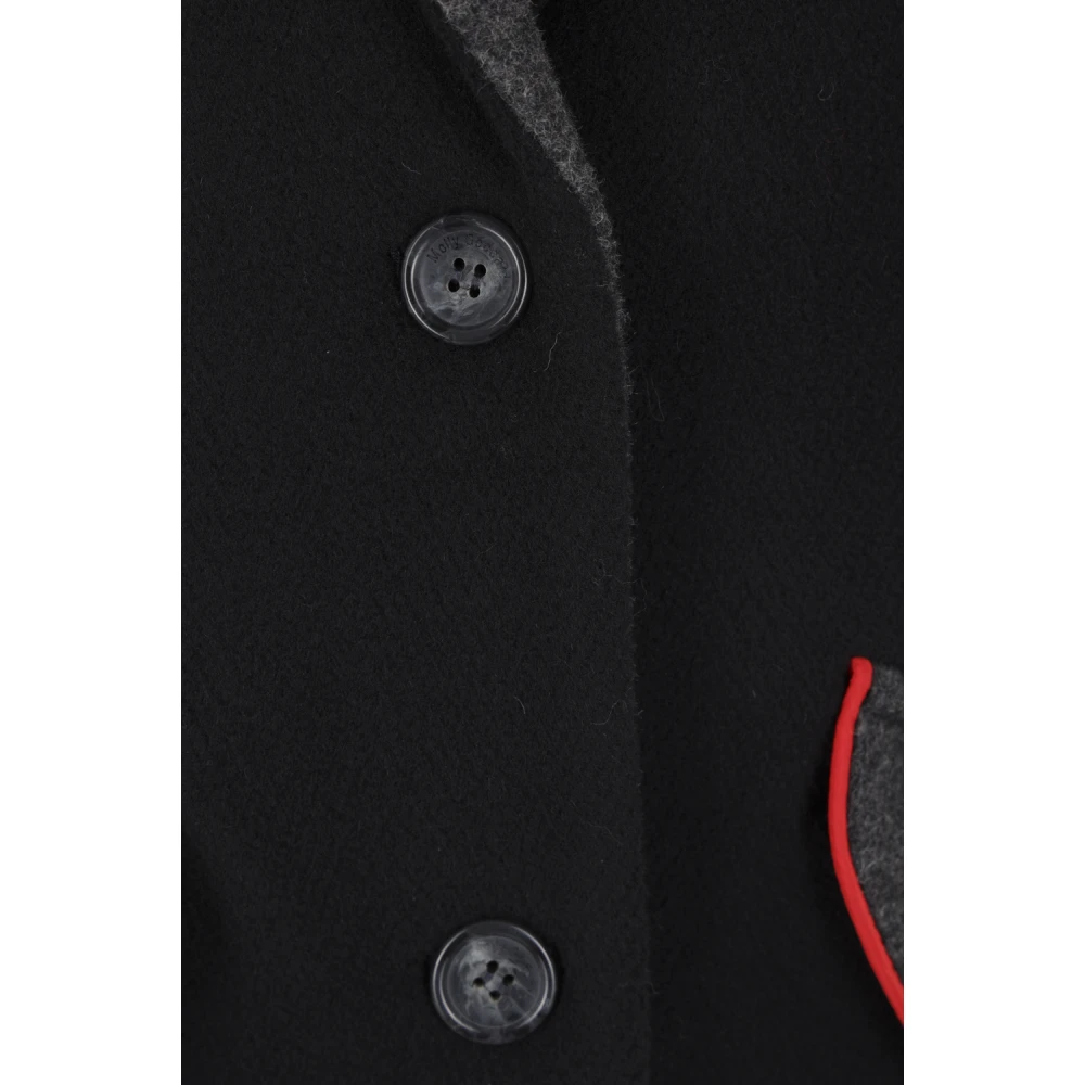 Molly Goddard Wollen jas met contrast piping Black Dames