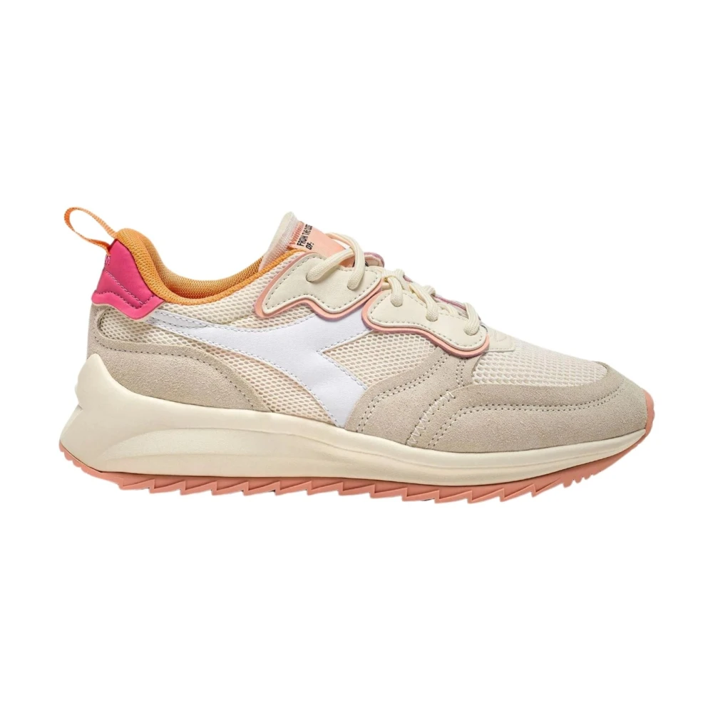 Diadora Women's Pink Sporty Suede Mesh Sneaker In