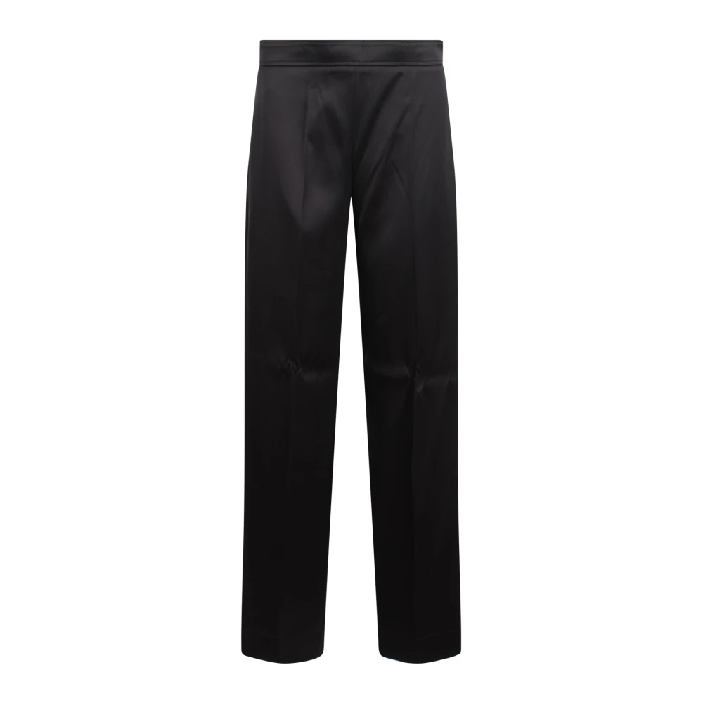 Jil Sander Zijden Twill Relaxte Broek Black Dames