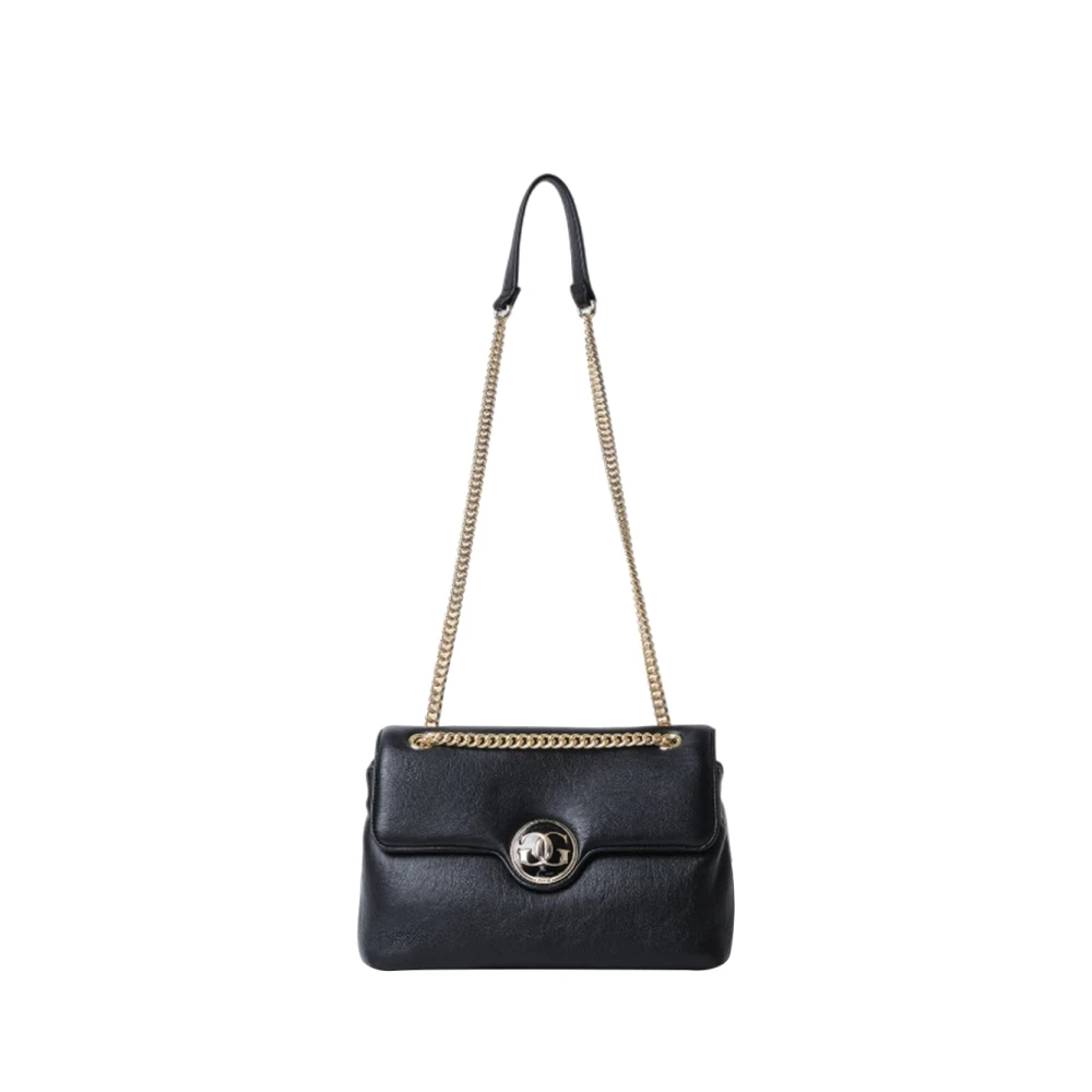Gaëlle Paris Elegante zwarte schoudertas met gouden rits Black Dames