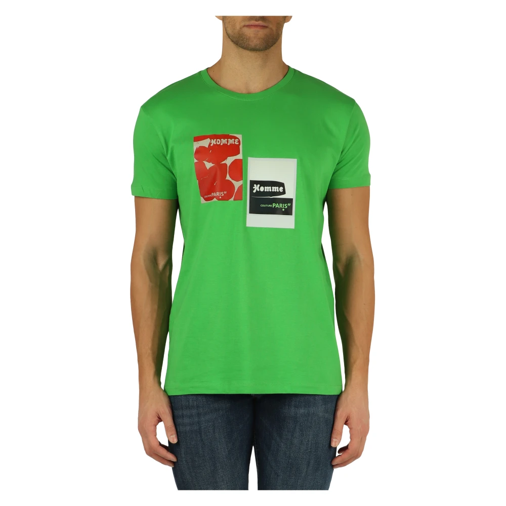 Daniele Alessandrini Katoenen T-shirt met Logo Print Green Heren