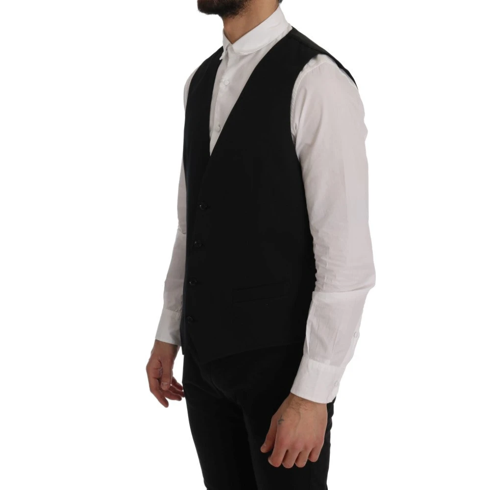 Dolce & Gabbana Klassieke Zwarte Single-Breasted Vest Black Heren