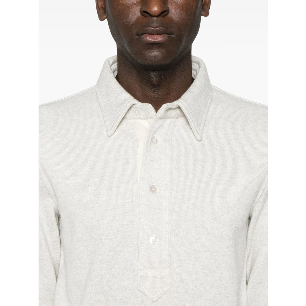 Tom Ford Heather Grey Polo Shirt met lange mouwen Gray Heren
