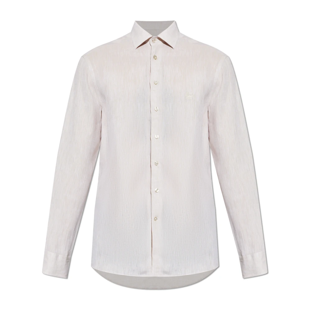 Etro Mannelijk Beige Overhemden Heren, L, Linnen, Linnen Overhemd