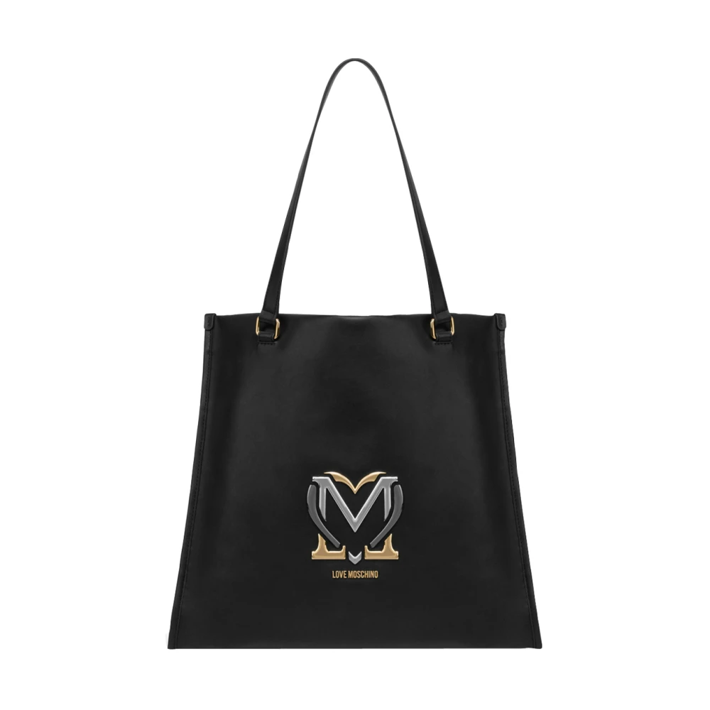 Love Moschino Zwarte Shopper Tas met Hart Logo Black Dames