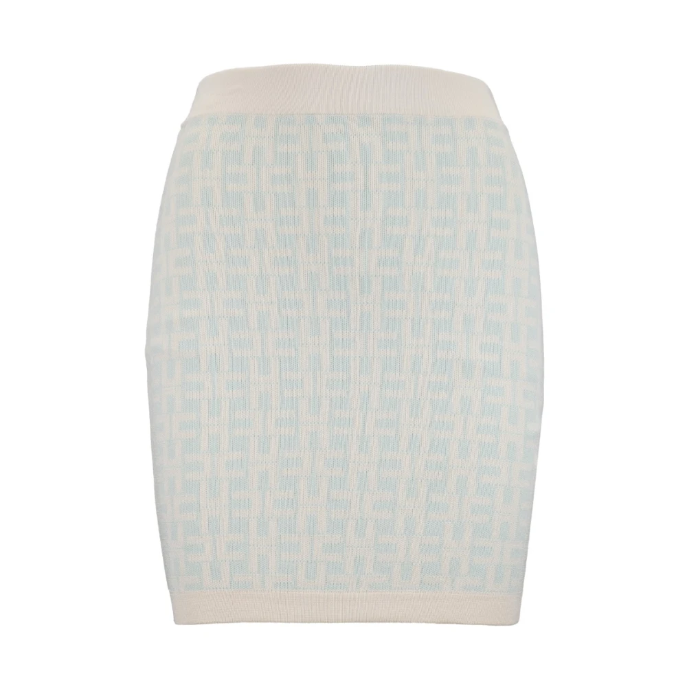 Elisabetta Franchi Logo Print Korte Rok Rits Haak Blue Dames