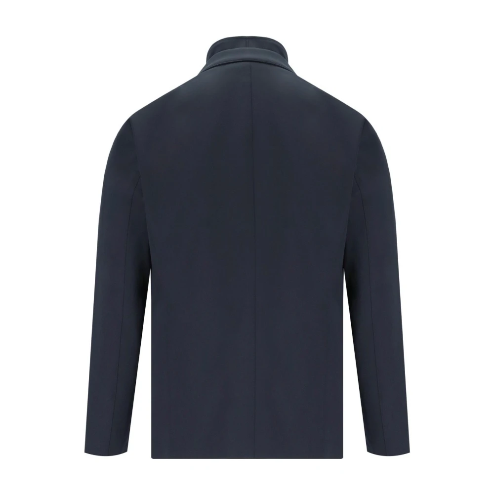 Emporio Armani Blauwe Navy High-Neck Jas Blue Heren
