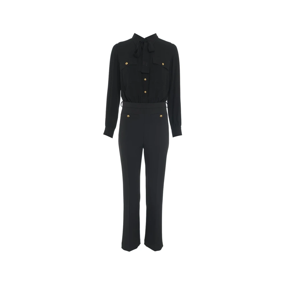 Elisabetta Franchi Zwart Stretch Crêpe Jumpsuit Black Dames