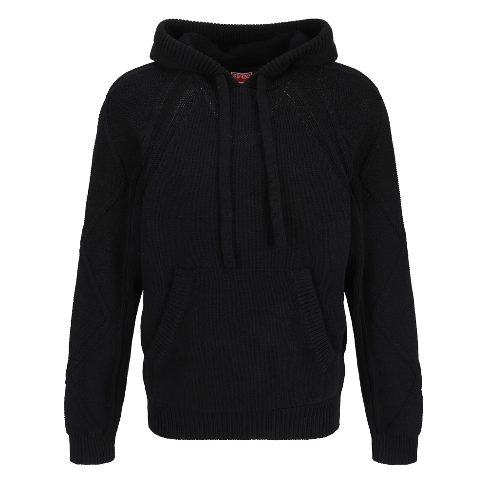 Kenzo Handbroderad Kabel Hoodie Tröja Black, Herr