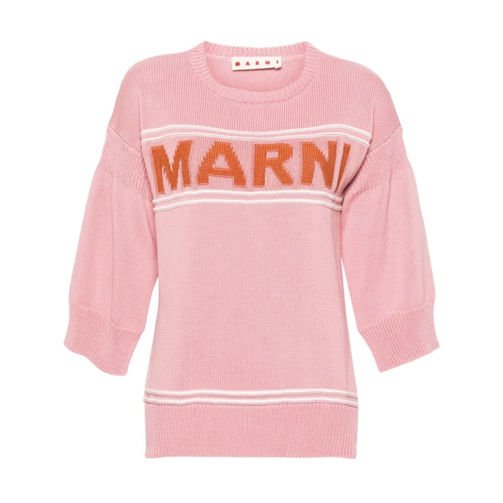 Marni Intarsia Gebreide Trui Roze Pink Dames