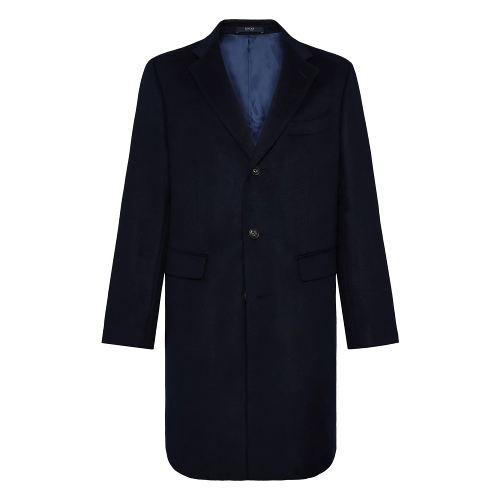 Boggi Milano Enkellange Kasjmier en Wol Jas Blue Heren